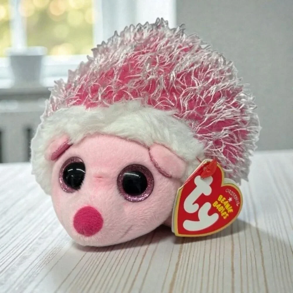 TY Beanie Baby MRS. PRICKLY the Pink Hedgehog 6 inch Stuffed Animal Glitter Eyes